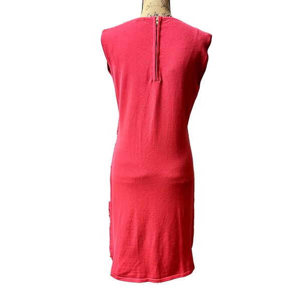 Leo Guy Floral Embroidered Knitted Hot Pink Barbie Core Sleeveless Dress SZ S/M - Picture 5 of 16